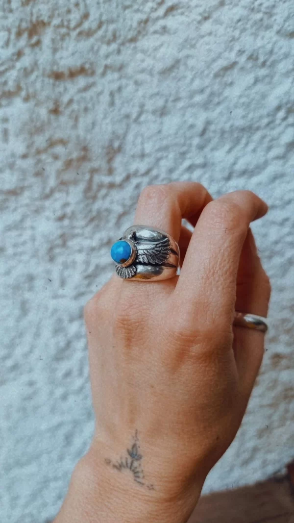 Anillo Aguila Sagrada Turquesa cooper - Imagen 5