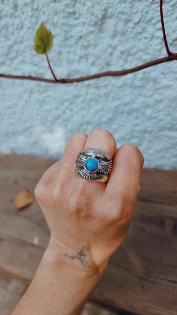 Anillo Aguila Sagrada Turquesa cooper - Imagen 4