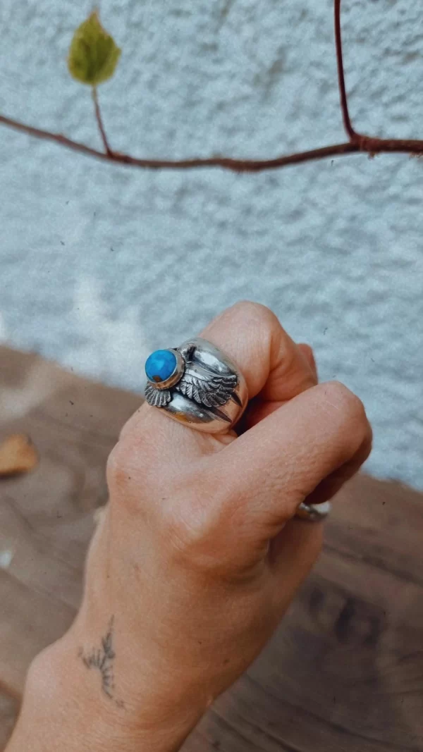Anillo Aguila Sagrada Turquesa cooper - Imagen 3