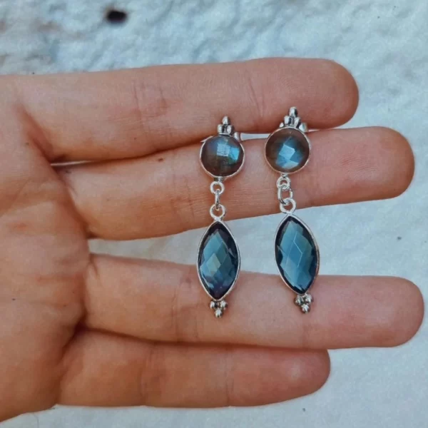 Aros Vintage Labradorita con tope