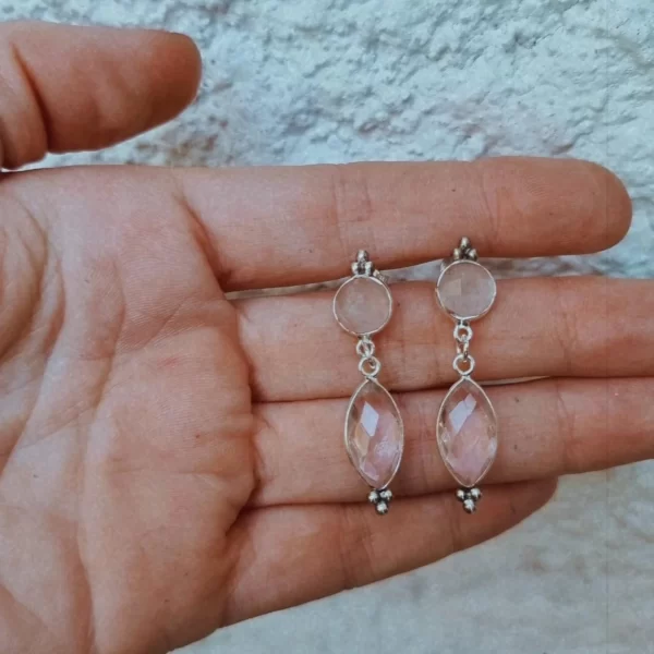 Aros Cuarzo rosa con tope