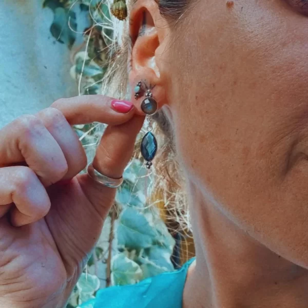 Aros Vintage Labradorita con tope - Imagen 2