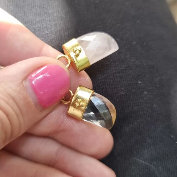 Cuerno Cuarzo cristal bañado oro - Imagen 2