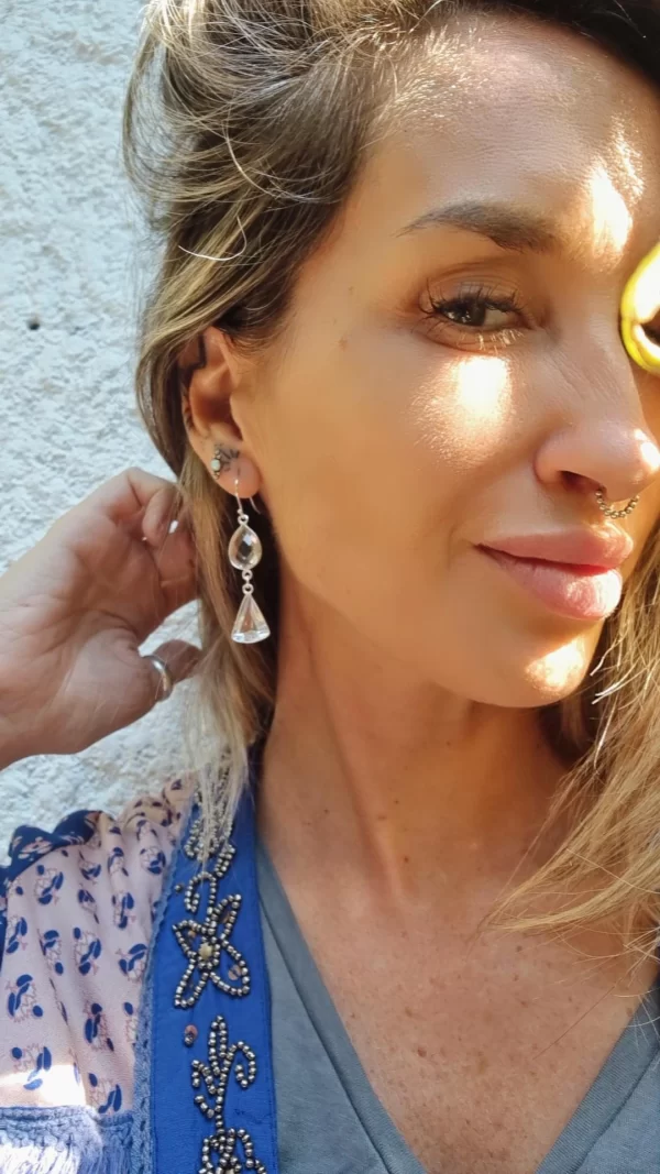 Aros Antique cristal✨️ triangulo - Imagen 2