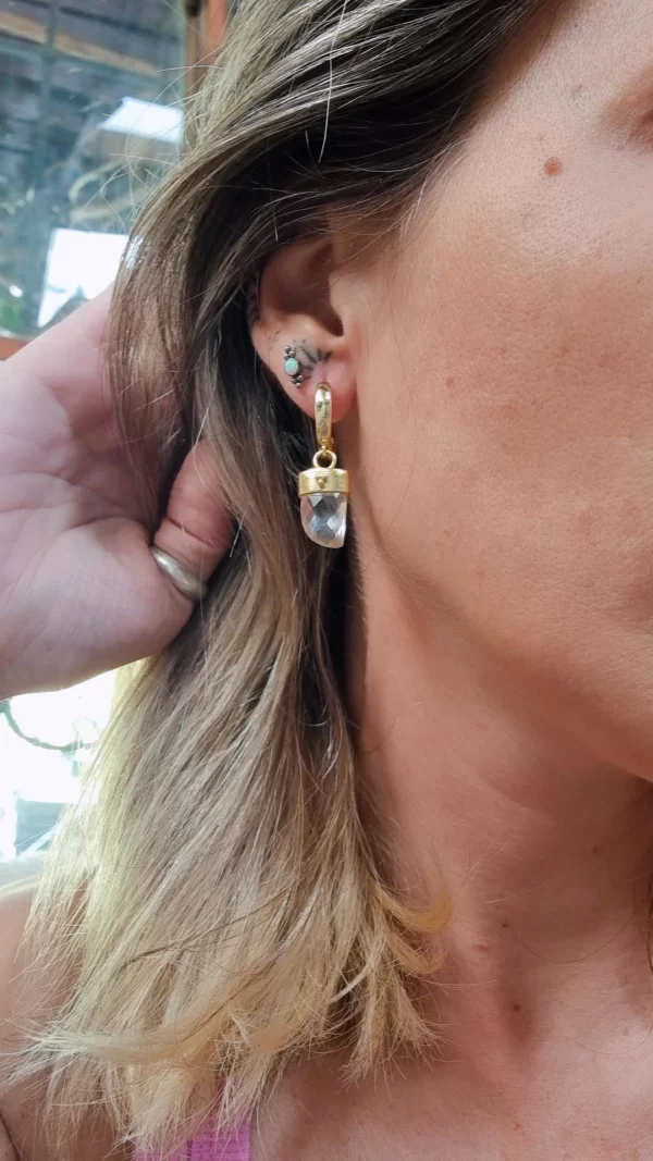 Argollas cuerno cuarzo cristal doré✨️ - Imagen 4
