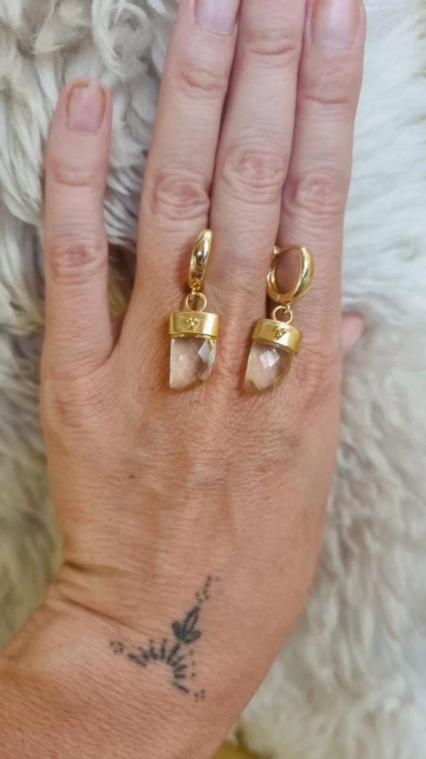 Argollas cuerno cuarzo cristal doré✨️