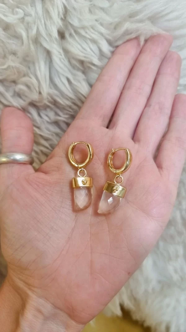 Argollas cuerno cuarzo cristal doré✨️ - Imagen 2